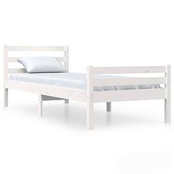 Foto van The living store bed the living store - bedframe - eenpersoons - 90 x 190 cm - grenenhout - wit