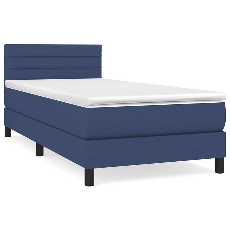 Foto van Vidaxl boxspring met matras stof blauw 80x200 cm