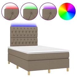 Foto van The living store boxspring bed - led - pocketvering matras - huidvriendelijk topmatras - 203x120 cm - taupe