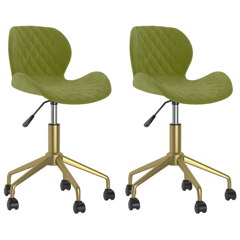 Foto van The living store draaibare eetkamerstoelen - fluweel - lichtgroen - goud staal - 39 x 51 x (76.5 - 84.5) cm