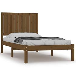 Foto van The living store bedframe - grenenhout - 205.5 x 95.5 x 31 cm - honingbruin