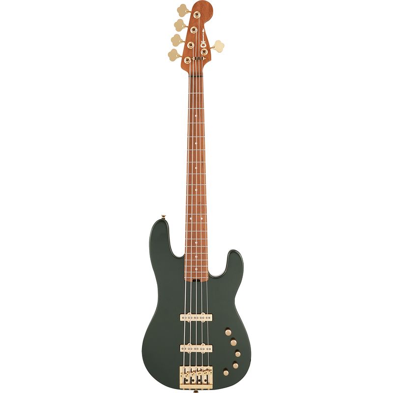 Foto van Charvel pro-mod san dimas bass jj v cm lambo green metallic 5-snarige elektrische basgitaar