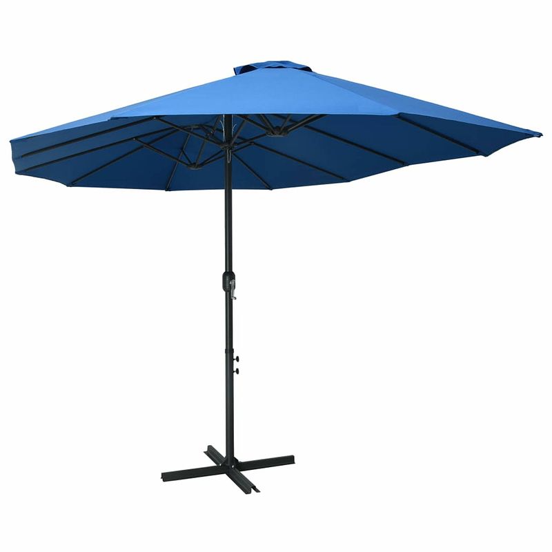 Foto van Vidaxl parasol met aluminium paal 460x270 cm blauw