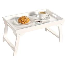 Foto van Fsc® mdf elegante inklapbare bedtafel met dienblad houten bed tafel