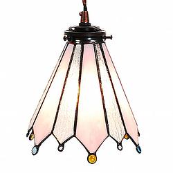 Foto van Haes deco - hanglamp tiffany roze 18x15x115 cm e14/max 1x25w