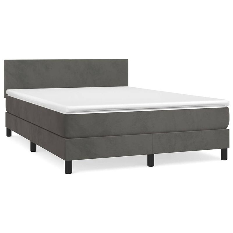 Foto van The living store boxspringbed - donkergrijs fluweel - 193x144x78/88 cm - verstelbaar hoofdbord - pocketvering matras -