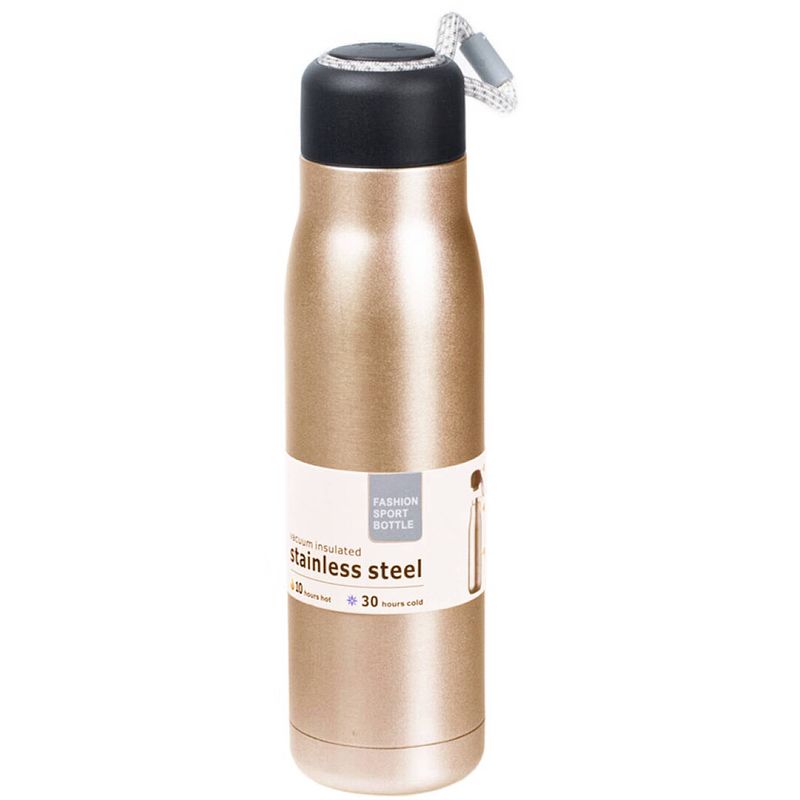 Foto van Rvs thermosfles / isoleerfles voor onderweg 550 ml goud - thermosflessen