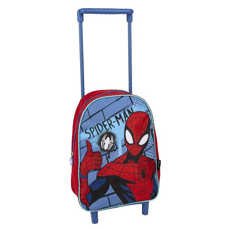 Foto van Schoolrugzak met wielen spiderman rood blauw 22 x 10 x 29 cm