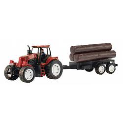 Foto van Toi-toys tractor met boomstam rood 42 cm