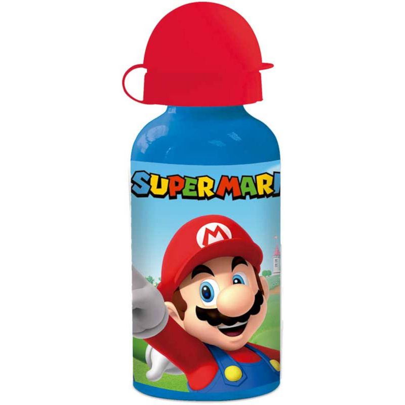 Foto van Nintendo drinkfles super mario bros 400 ml aluminium blauw