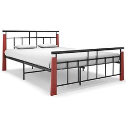 Foto van Vidaxl bedframe metaal en massief eikenhout 140x200 cm