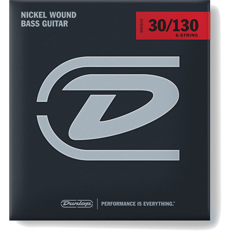 Foto van Dunlop dbn30130 nickel wound long scale 30-130 voor 6-snarige basgitaar