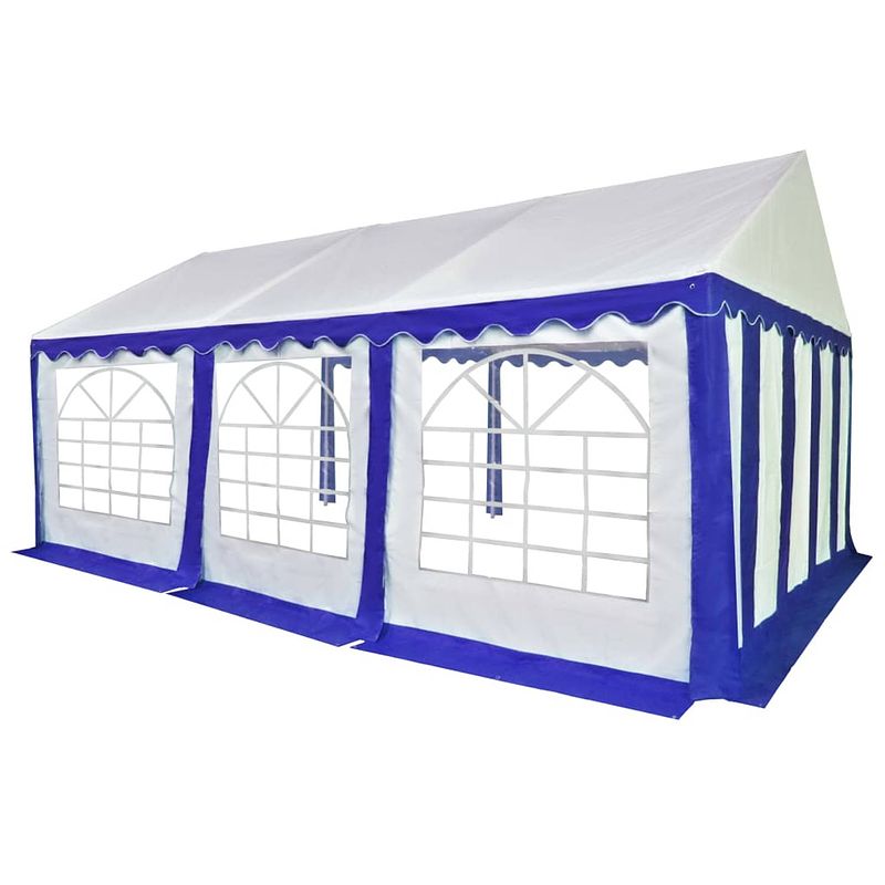 Foto van Vidaxl tuinpaviljoen 4x6 m pvc blauw en wit