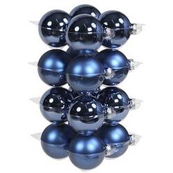 Foto van 16x glazen kerstballen mat en glans blauw 8 cm - kerstbal