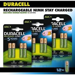 Foto van Duracell aaa oplaadbare batterijen - 850 mah - 12 stuks
