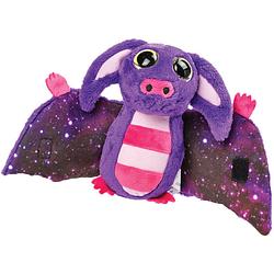 Foto van Suki gifts pluche knuffeldier vleermuis - paars/roze - 17 cm - speelgoed - knuffeldier