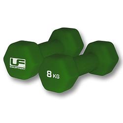 Foto van Reydon dumbbells urban fitness hex 8 kg neopreen groen 2 stuks