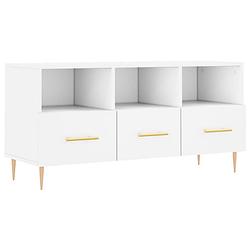 Foto van The living store tv-meubel - - televisiekast - 102 x 36 x 50 cm - wit - bewerkt hout en ijzer