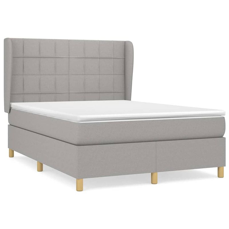 Foto van The living store boxspringbed - pocketvering - middelharde ondersteuning - lichtgrijs - 203x147x118/128 cm