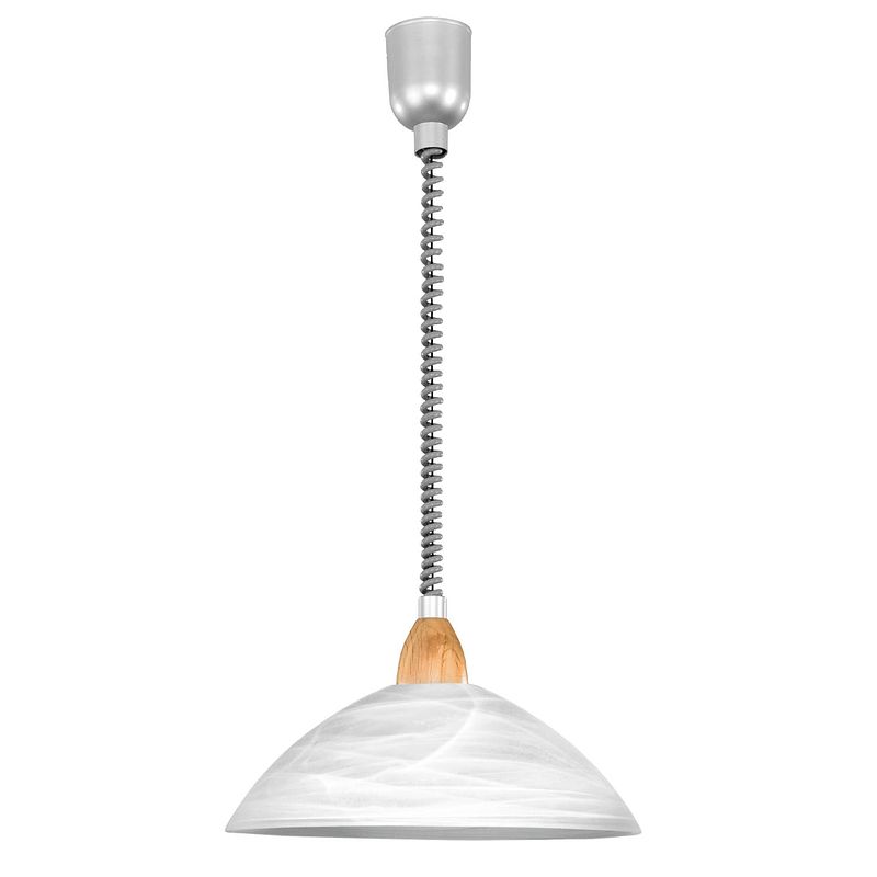 Foto van Eglo lord 2 - hanglamp - 1 lichts - ø36cm - zilver, nikkel-mat, beuk