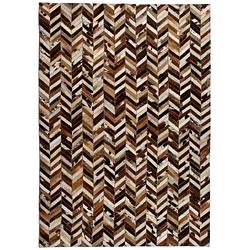 Foto van Vidaxl tapijt patchwork chevron 120x170 cm echt leer bruin/wit