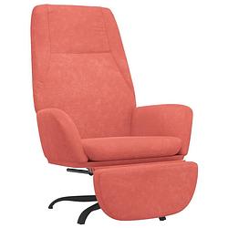 Foto van The living store relaxstoel roze fluweel - 70 x 77 x 94 cm - 360 graden draaibaar