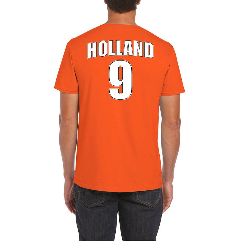 Foto van Holland shirt met rugnummer 9 - nederland fan t-shirt / outfit voor heren xl - feestshirts