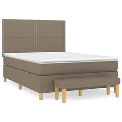 Foto van The living store bed bank - 193 x 144 x 118/128 cm - taupe - stoffen bekleding - pocketvering matras - huidvriendelijk