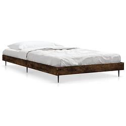 Foto van The living store bedframe - gerookt eiken - 203 x 103 x 20 cm - metalen poten