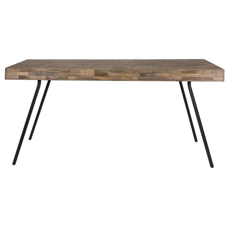 Foto van 24designs kollam tafel - 160x78x74.5 - teakhout - zwarte metalen poten