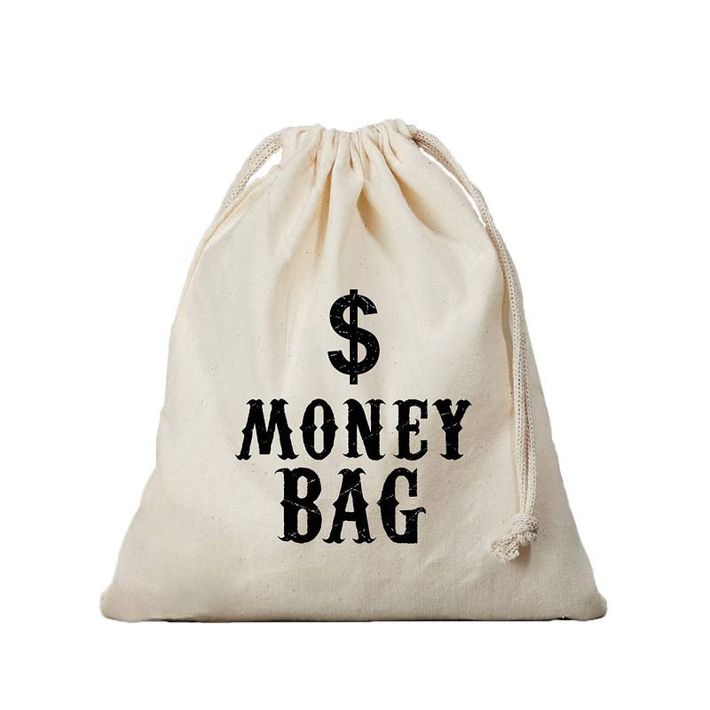 Foto van Canvas geldzak moneybag met dollar teken wit 25 x 30 cm verkleedaccessoires - verkleedtassen