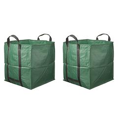 Foto van 2x groene vierkante tuinafvalzakken opvouwbaar 148 liter - tuinafvalzak