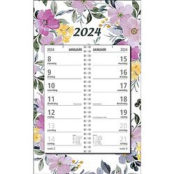 Foto van Mgpcards - omlegweekkalender 2024 - week begint op maandag - bloemen - pastel lila