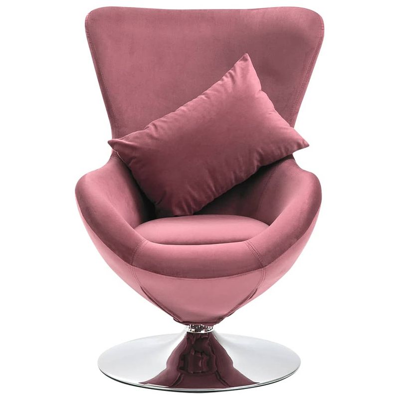 Foto van The living store eivormige stoel fluweel - 59 x 65 x 88 cm - roze