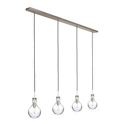 Foto van Moderne hanglamp - steinhauer - glas - modern - e14 - l: 140cm - voor binnen - woonkamer - eetkamer - zilver