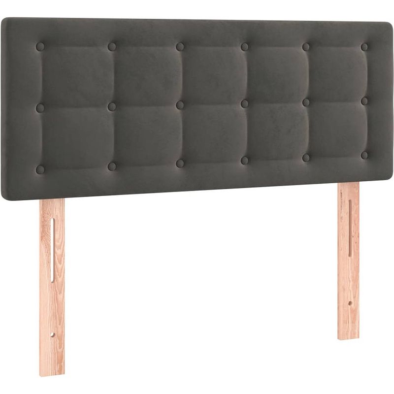 Foto van The living store the living store boxspringbed - donkergrijs - 203 x 80 x 78/88 cm - fluweel - hoofdbord - pocketvering