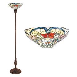 Foto van Haes deco - tiffany vloerlamp beige, rood ø 35x180 cm e27/max 1x60w