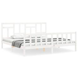 Foto van The living store bed grenenhouten massief 200x200 cm - wit