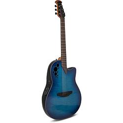 Foto van Ovation ce44p-blfl-g celebrity elite plus ce44p mid cutaway blue flame maple limited edition