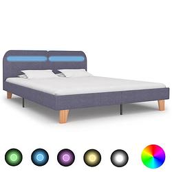 Foto van Vidaxl bedframe met led stof lichtgrijs 180x200 cm