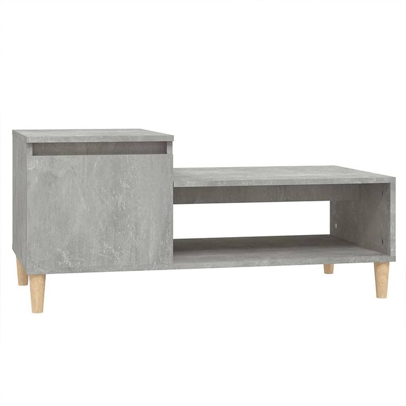 Foto van The living store salontafel - betongrijs - 100 x 50 x 45 cm - duurzaam bewerkt hout