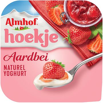 Foto van Almhof hoekje aardbei naturel yoghurt 150g bij jumbo