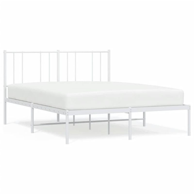 Foto van The living store bedframe classic - metalen constructie - metalen latten - extra opbergruimte - comfortabel - wit - 207