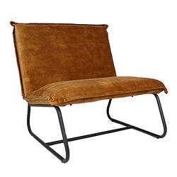 Foto van Bronx71 velvet fauteuil paris okergeel/cognac bruin.