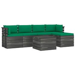 Foto van Vidaxl 6-delige loungeset met kussens pallet massief grenenhout