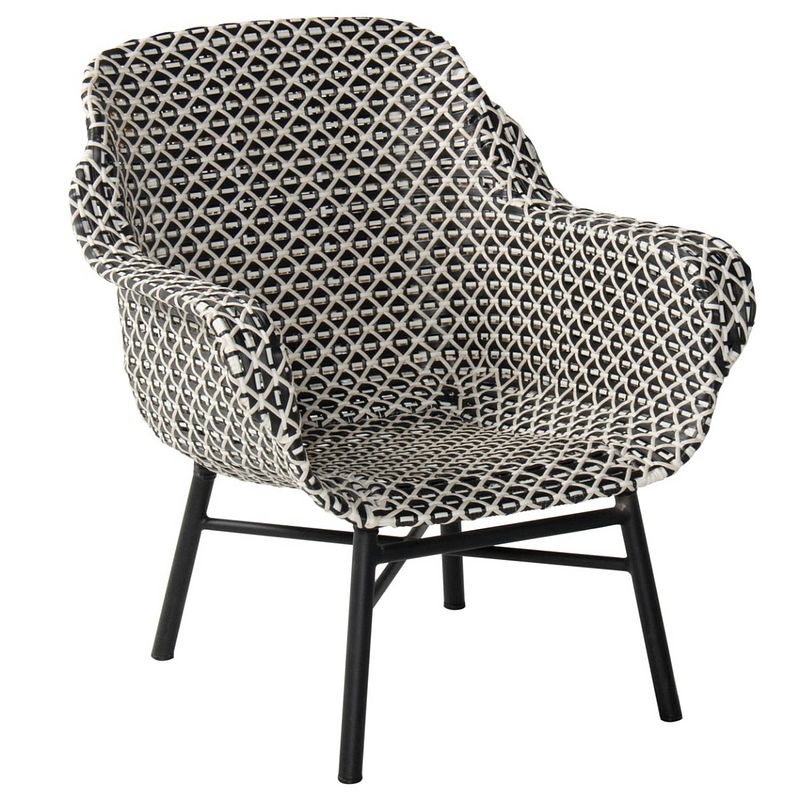 Foto van Hartman delphine wicker loungestoel - nouveaux rotin white-black