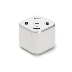 Foto van Smart usb station met 3 x usb + 1 x usb fast charge qc 3.0 + 1 x type-c uitgangen - max. 9.6 a - max. 48 w - wit