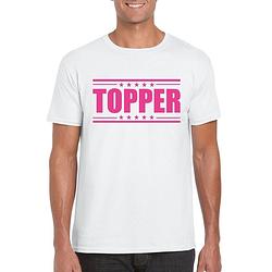 Foto van Toppers topper t-shirt wit met roze bedrukking heren 2xl - feestshirts