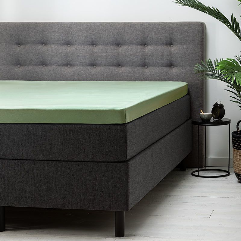 Foto van Fresh & co topper hoeslaken - katoen 200 x 210/220 cm, kleur: groen