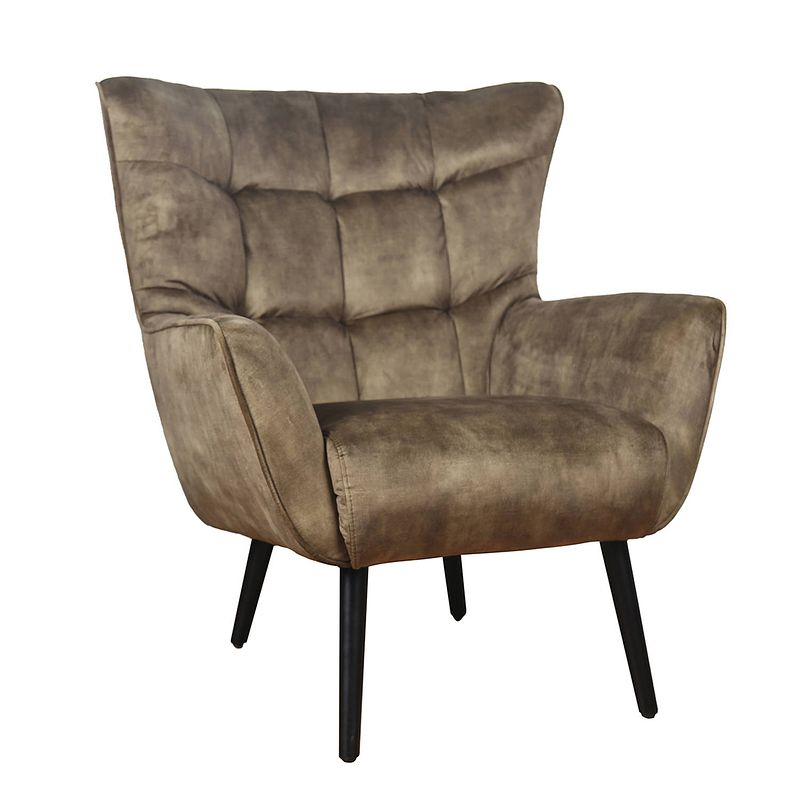 Foto van Ptmd kian velvet washed fauteuil olive green velvet